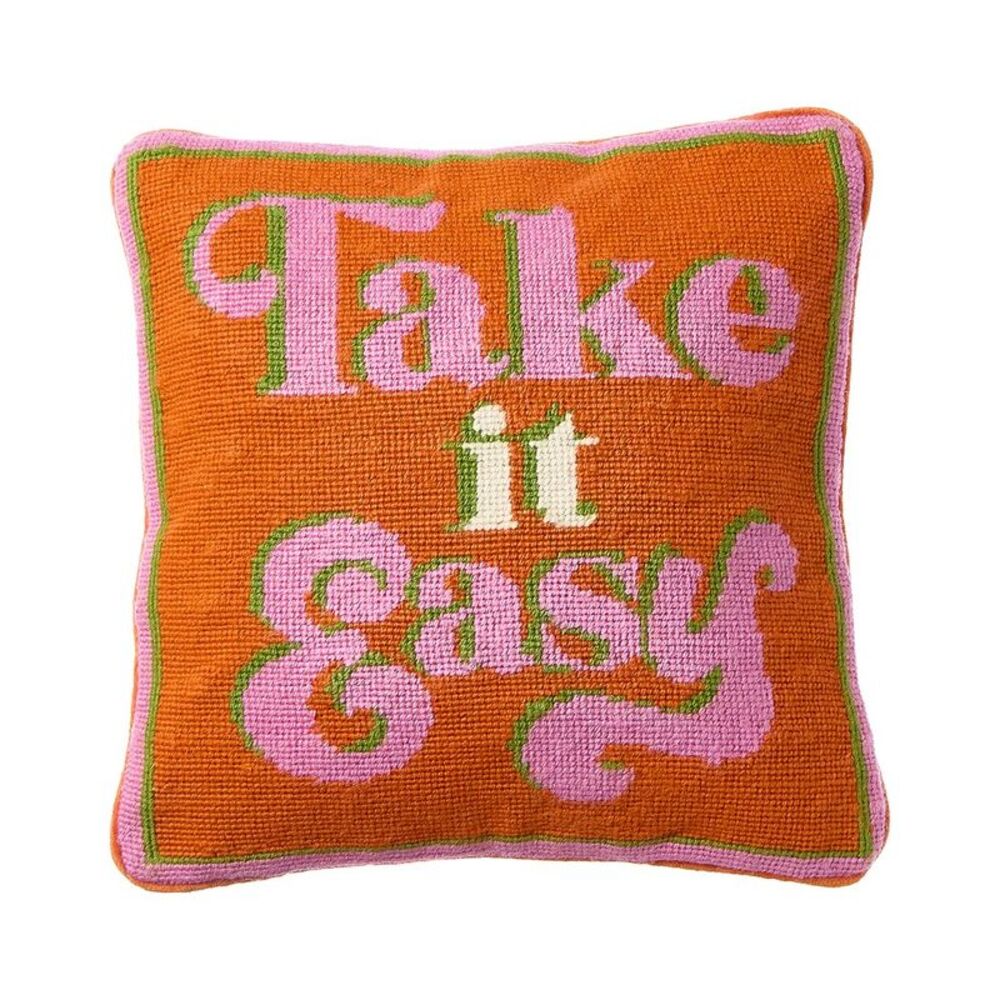 Jonathan Adler Us Kit Take It Easy Needlepoint Pillow, Orange